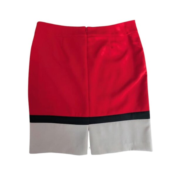 NWT Laura Petite Colorblock Red, Cream, and Black Pencil Skirt - Picture 4 of 5